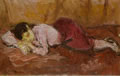 Fanciulla che dorme, sd 1944, olio su tavola, cm 19,5x30, esposta Asta n 8, Vincent, Napoli 2005